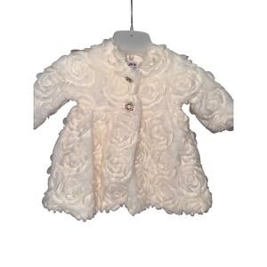 Blueberi Boulevard Baby Girls Floral coat Jacket Ivory size 6/9M